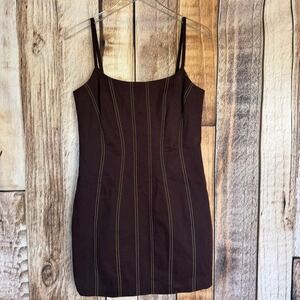 By.DYLN Dress Dena Fitted Denim Minimalist Corsetry Revolve Plum Size Medium NWT